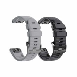 70847-700×700-1 Killer Deals 22mm Silicone Strap for Garmin Fenix 5/ 6 / 7- Grey & Black- 2 Pack