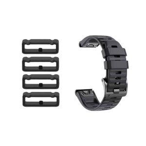 Killer Deals 26mm Silicone Strap & Loops (x4) for Garmin Fenix 5X- Black