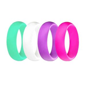 Killer Deals Colourful Wedding Exercise Silicone Ring- 5.7mm- Set of 4