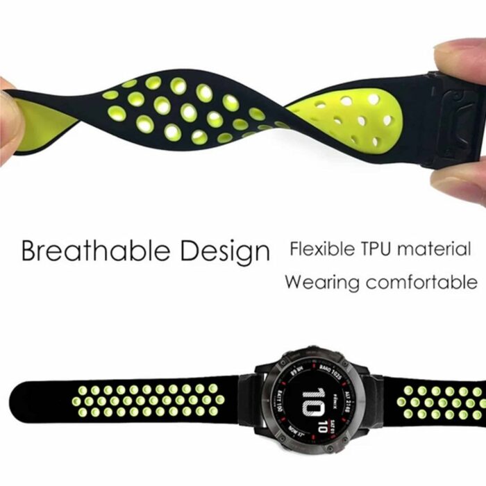 Killer Deals 26mm Ventilated Silicone Strap for Garmin Fenix 3/5X/ 6X/ 7X - Image 4