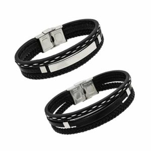 80821-700×700-1 Killer Deals PU Vegan Leather & Stainless Steel Style Unisex Bracelet- M/L