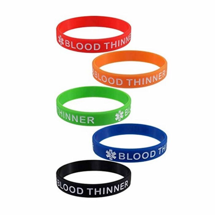 Killer Deals Emergency Blood Thinner Medical Alert Silicone Bracelet x5 - Image 2