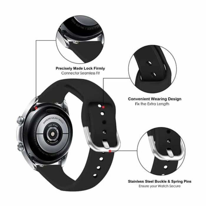 Killer Deals 20mm Silicone Strap for Samsung Galaxy Watch 3 - Black - Image 5