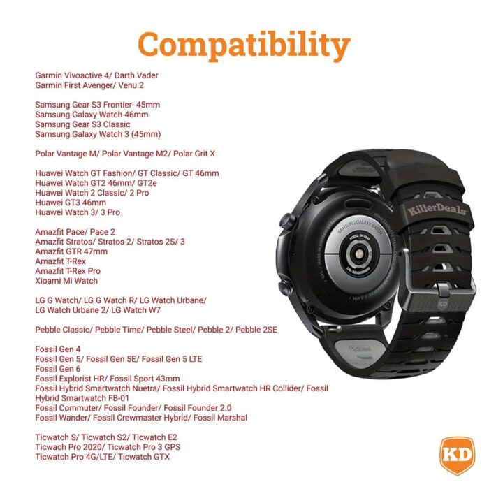 Killer Deals 22mm Universal Watch Silicone Strap for Garmin Samsung Huawei - Image 5